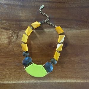 Anthro wood and faceted faux gem chunky statement necklace